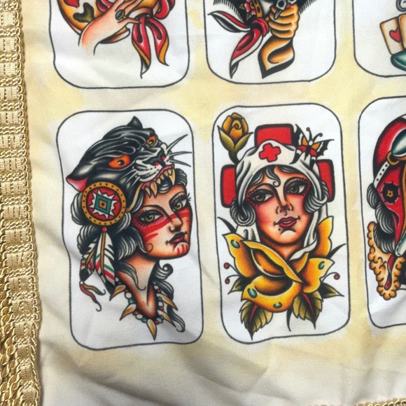 Tattoo Flash Art Wall Hanging Pin Up Girl Gold Fringe small spot. - Picture 4 of 8